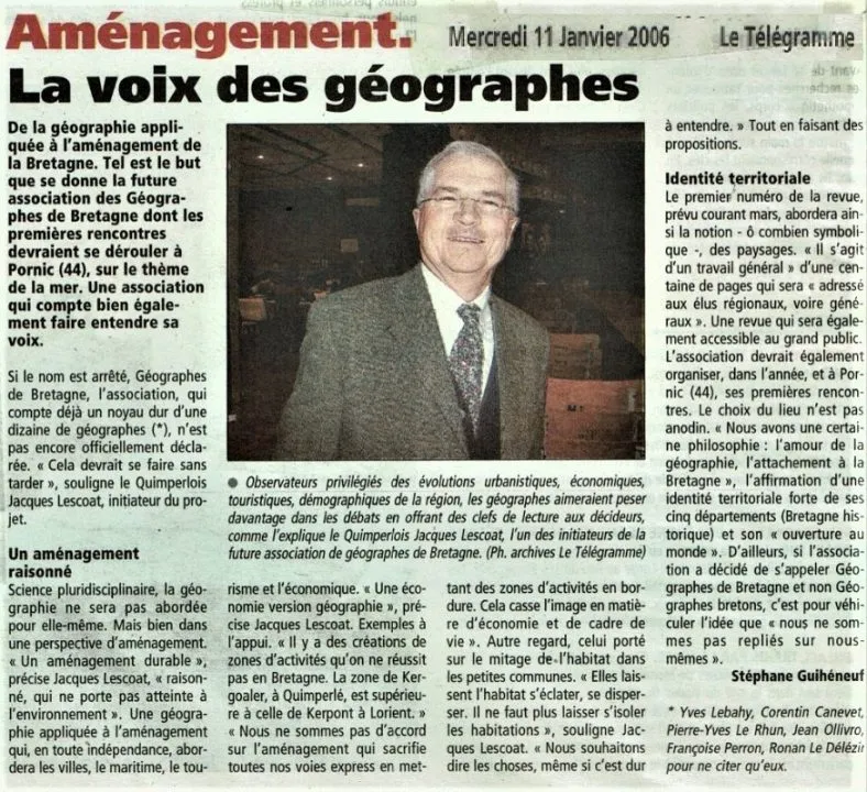 Article sur l'aménagement en Bretagne par des géographes.