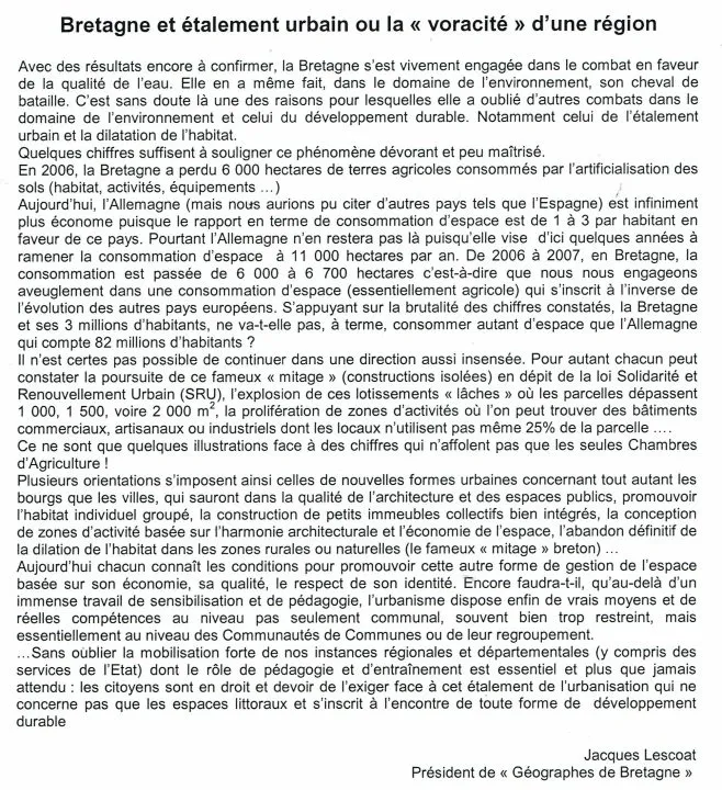 Bretagne et enjeux urbains et environnementaux