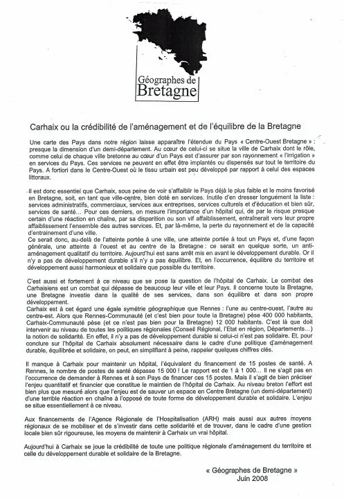 Texte sur l'aménagement du territoire en Bretagne.