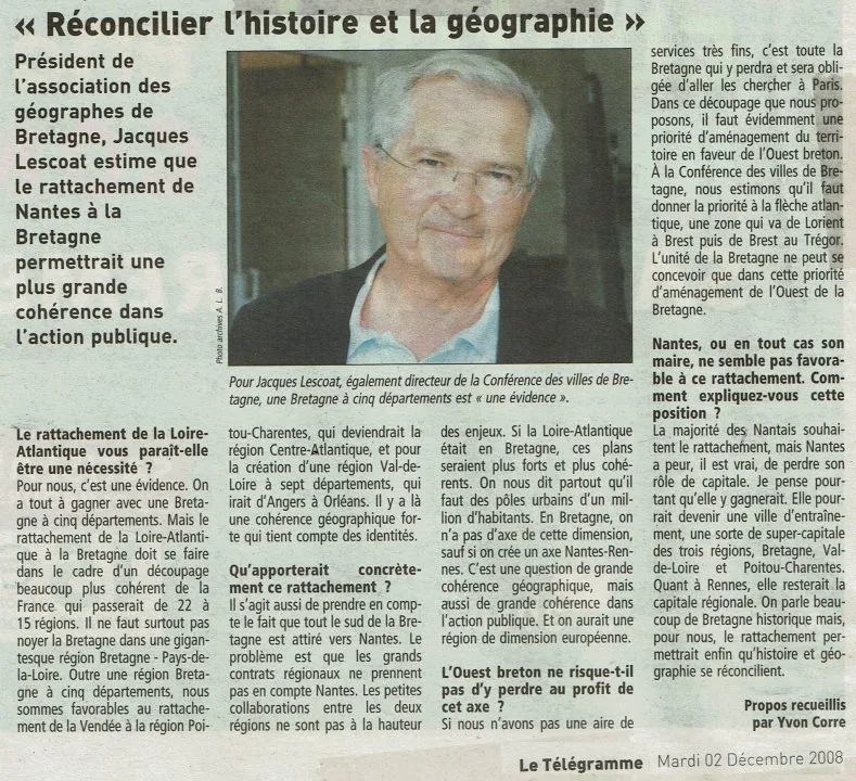 Jacques Lescoat parle de la Bretagne et Nantes.