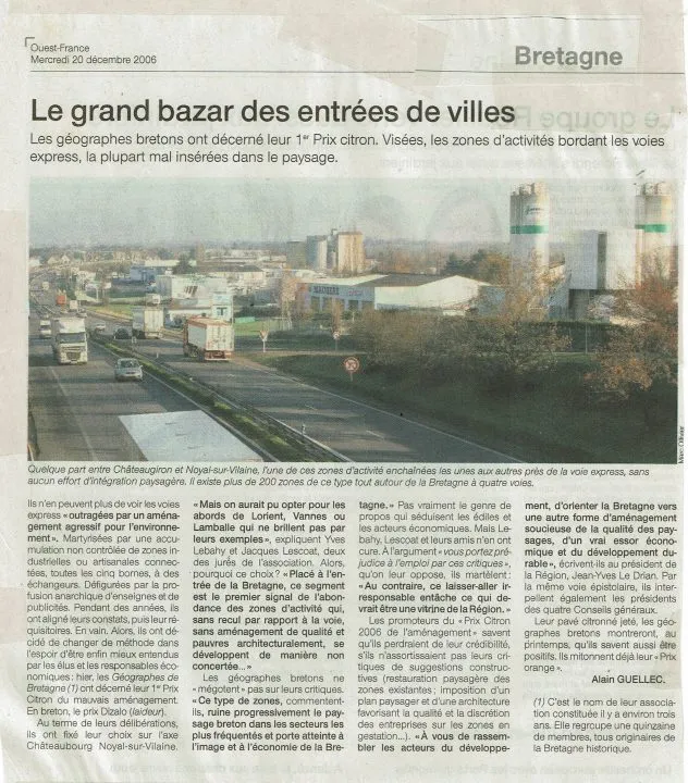 Vue des entrées de villes en Bretagne