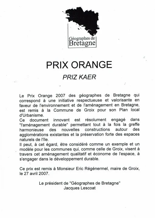 Prix Orange 2007 des géographes de Bretagne