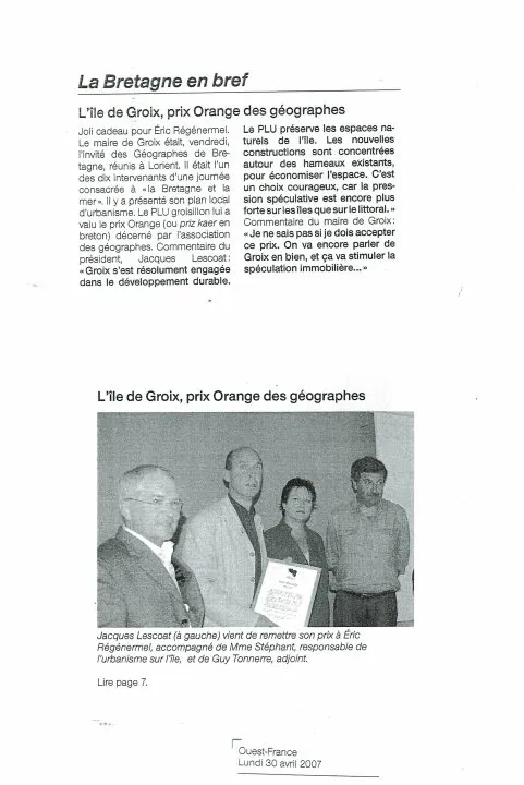 Cérémonie de remise de prix à l'île de Groix.