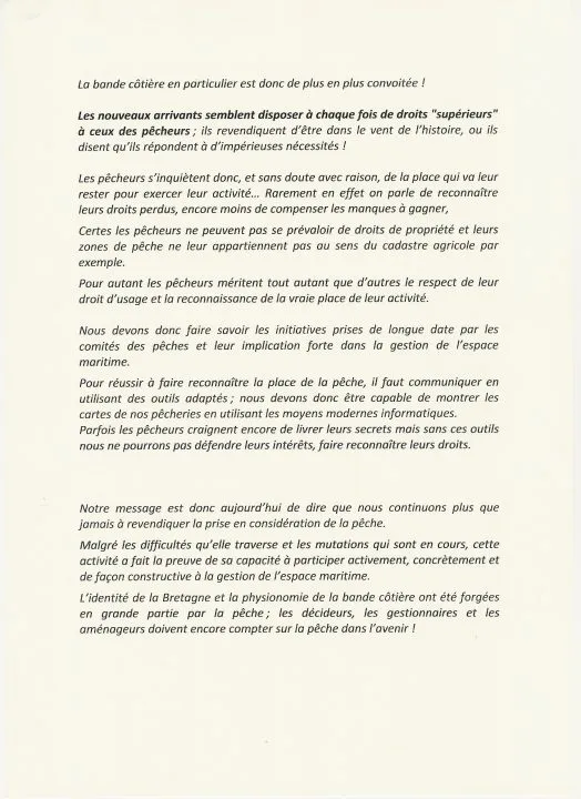 Discussion sur les droits des pêcheurs côtiers.