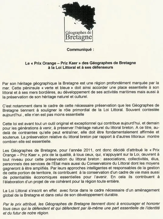 Communiqué sur la protection de la Bretagne.