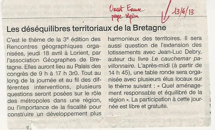 Équilibres territoriaux en Bretagne, événement à Lorient