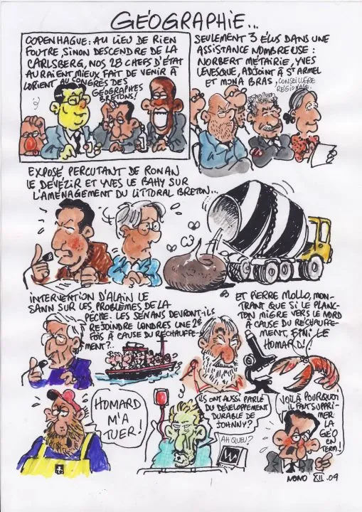 Caricature humoristique sur la géographie et la politique.