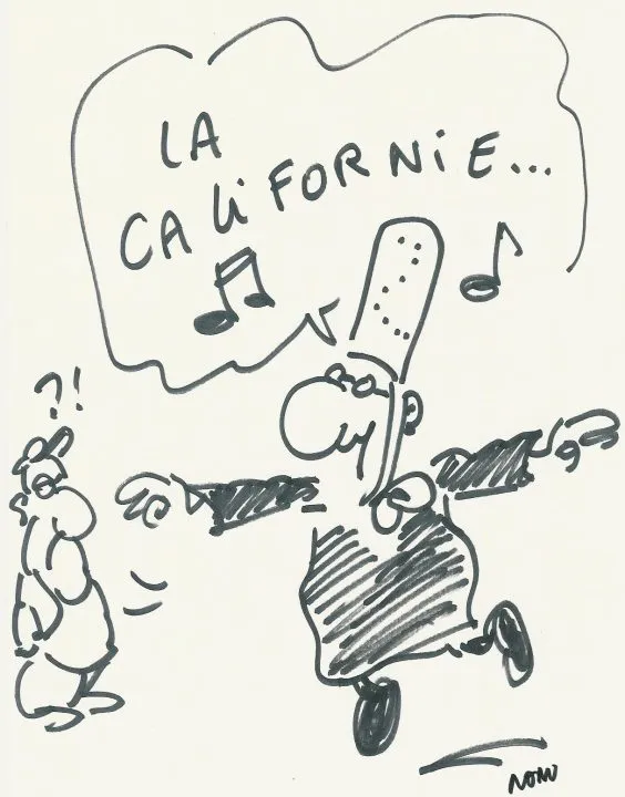 Une scène humoristique avec des personnages et de la musique.