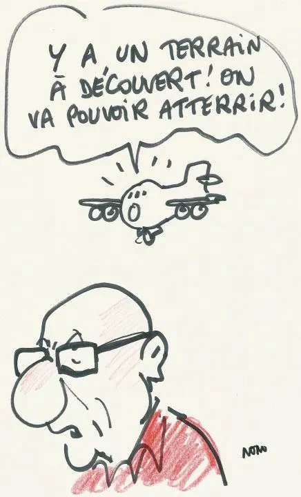 Humoristique: avion et homme exprimant une surprise.
