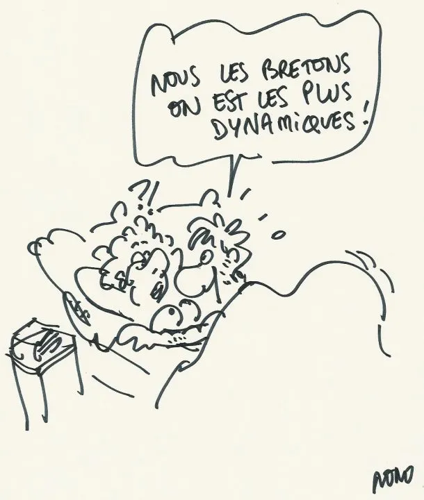 Deux Bretons discutant de leur dynamisme.
