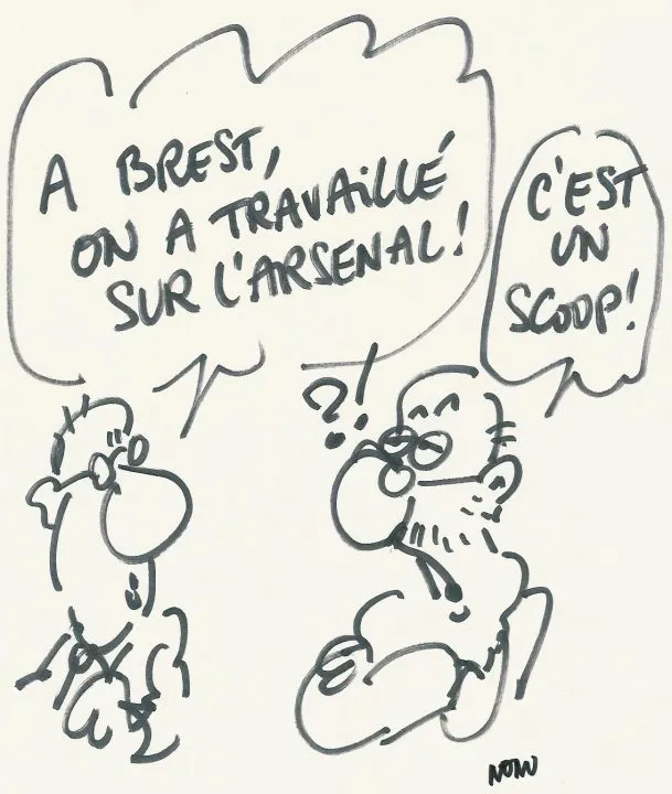 Discussion humoristique sur l'arsenal à Brest.