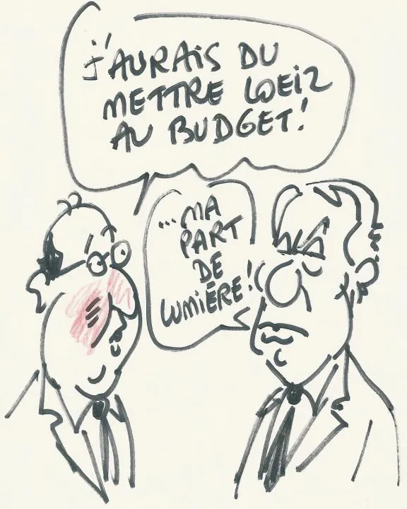 Deux hommes en discussion animée sur le budget.