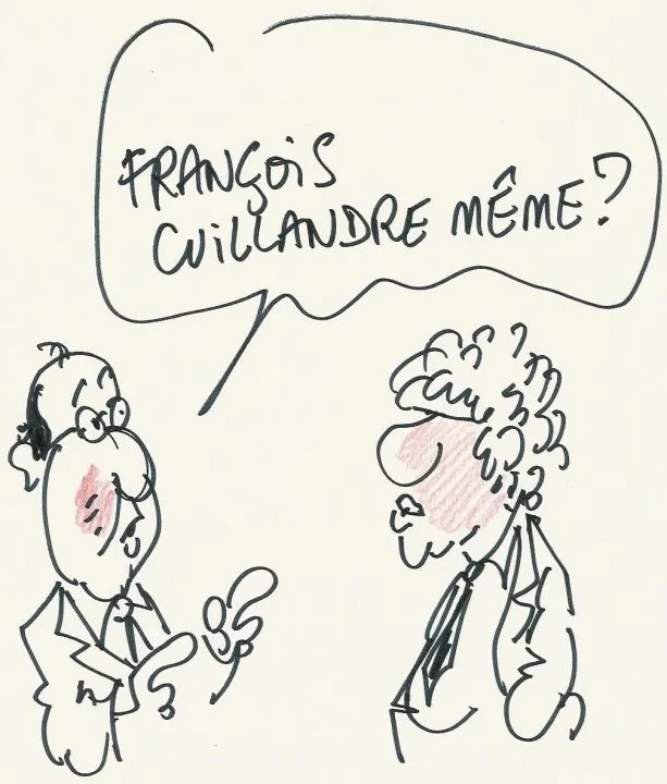 Deux personnages discutent de François Ciullandre.