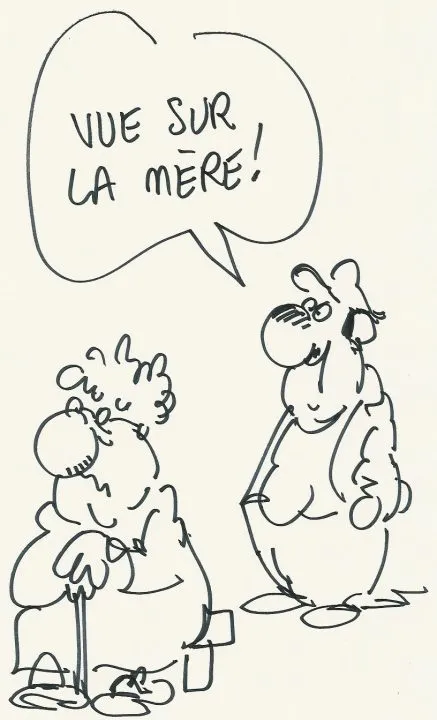 Deux personnages humoristiques discutent sur la mère.