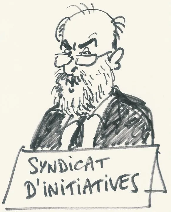 Caricature d'homme au Syndicat d'Initiatives