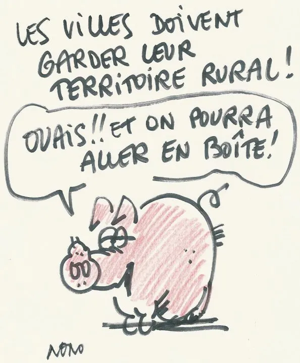 Un cochon parle de préserver le territoire rural.