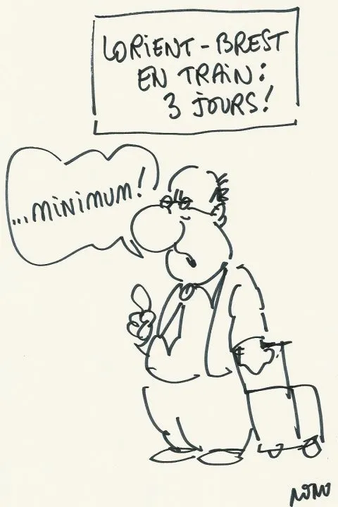 Homme surpris évoquant un voyage en train long.