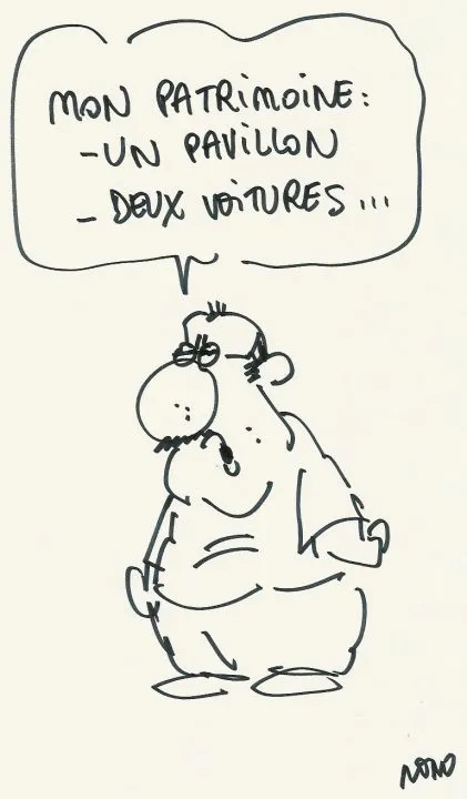Homme discutant de son patrimoine humoristique.