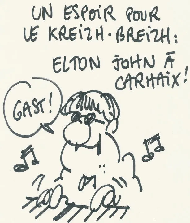 Dessin humoristique d'Elton John à Carhaix