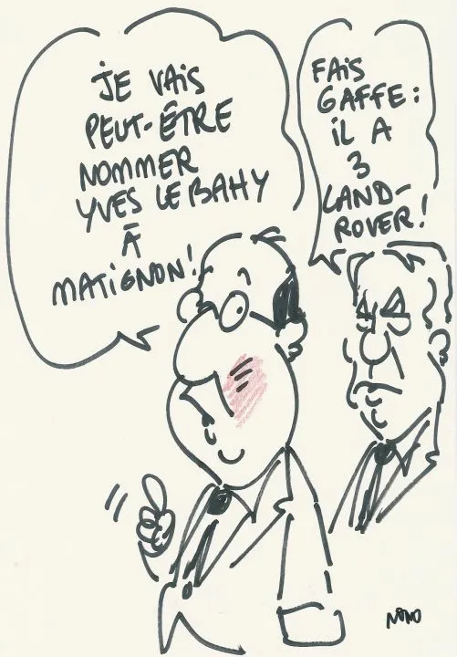 Caricature humoristique sur la politique française.