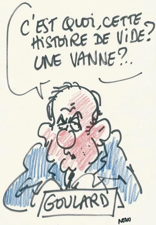 Caricature humoristique d'un homme perplexe.
